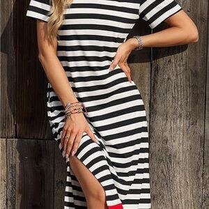 Striped Black and White Midi Dress NWT